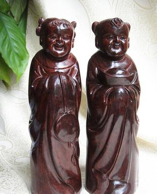 木檀世家紫檀金童玉女摆件 匠心与吉祥的完美融合